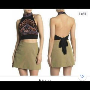 NWT Free People Goa Embroidered Halter Top